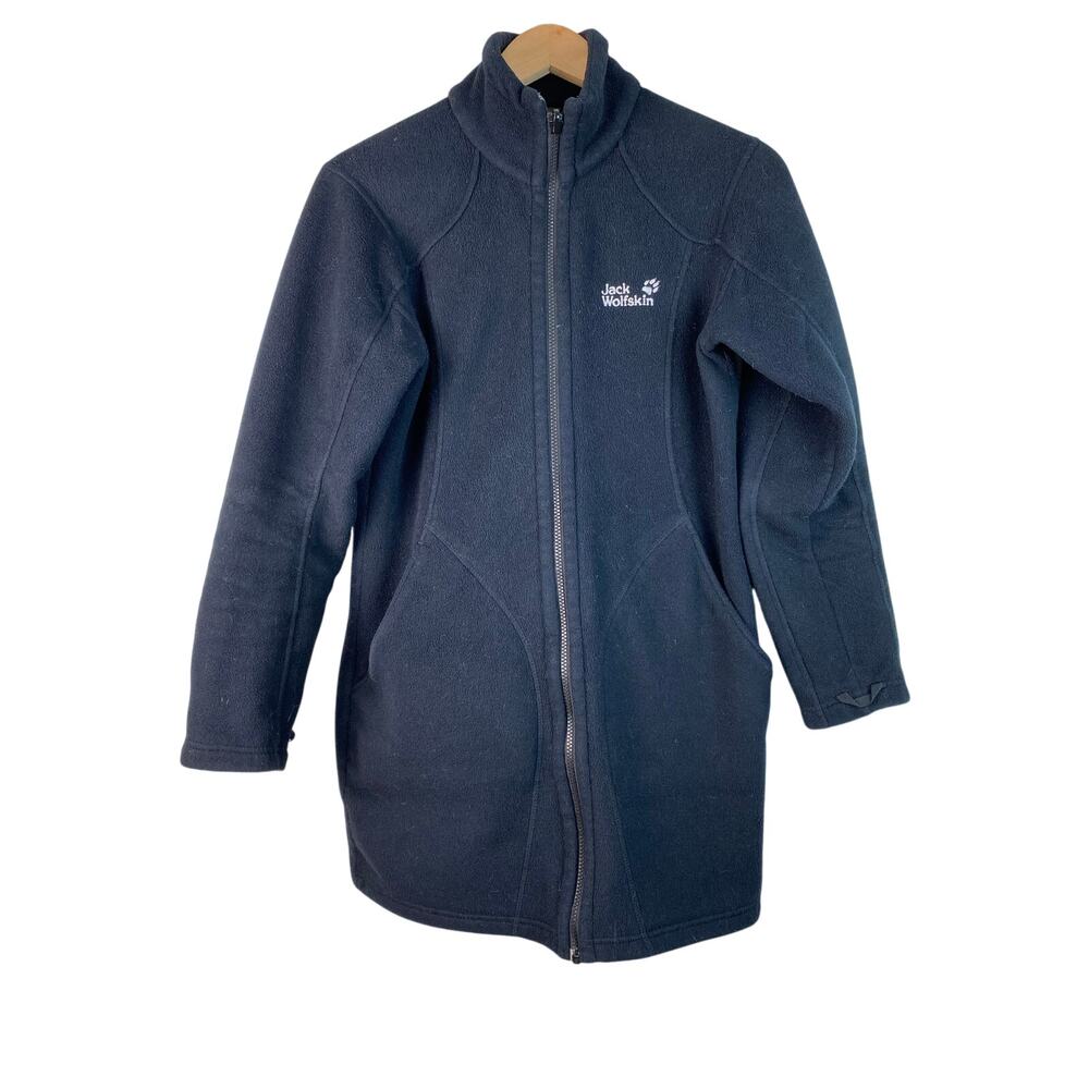 Jack Wolfskin Outdoor Women's Size M Black Fleece Full‎ Zip Long Nanuk Jacket *